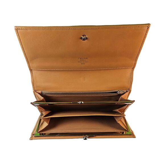 Celine Macadam Continental Coated Canvas/Leather Long Wallet w/Kiss Lock & Zip - Picture 4 of 11